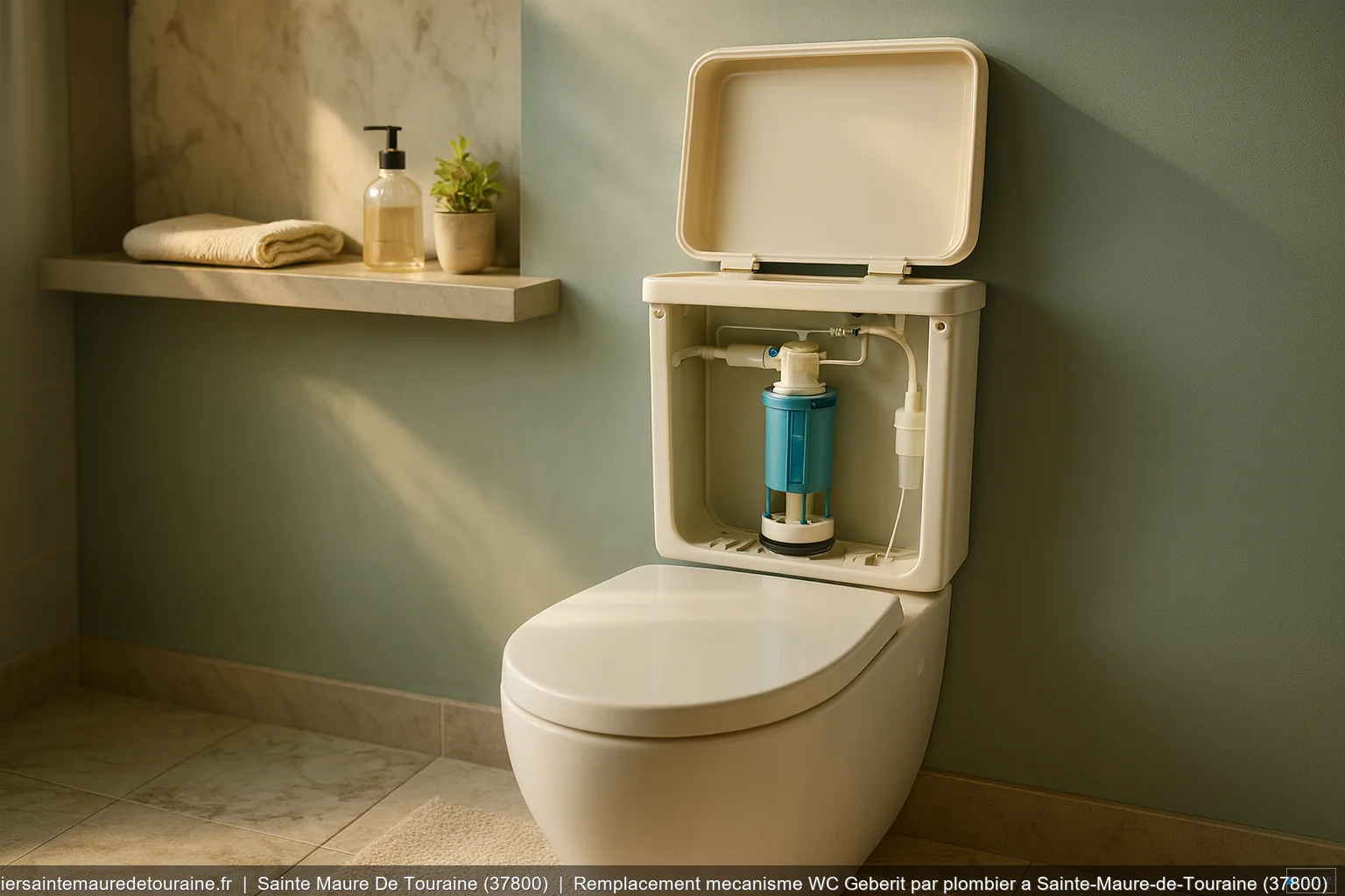 Remplacement mecanisme WC Geberit par plombier a Sainte-Maure-de-Touraine (37800)