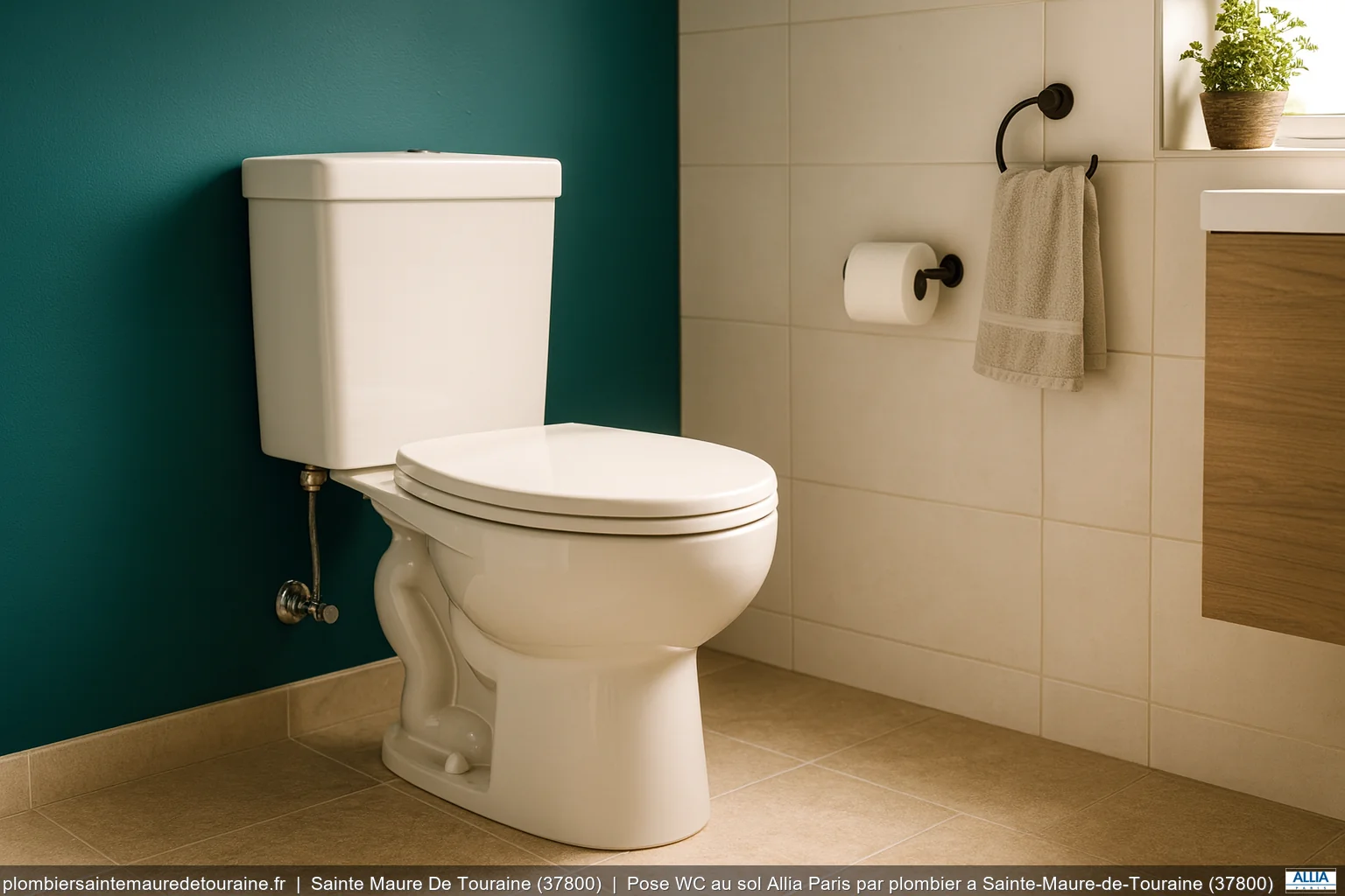 Pose WC au sol Allia Paris par plombier a Sainte-Maure-de-Touraine (37800)