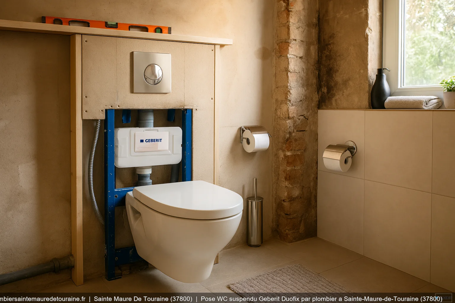 Pose WC suspendu Geberit Duofix par plombier a Sainte-Maure-de-Touraine (37800)